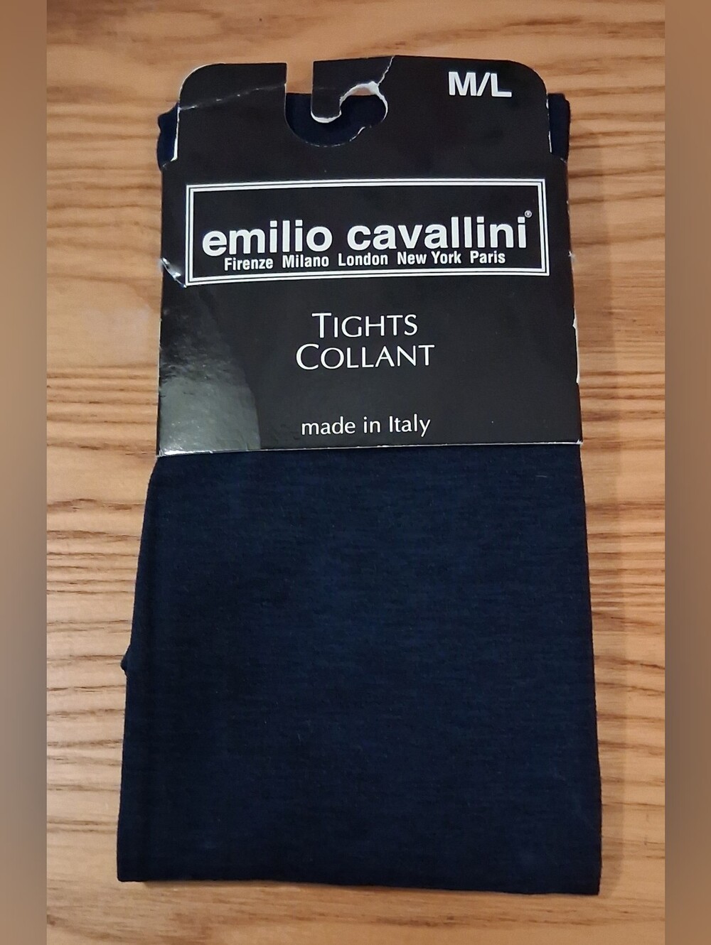 NWT Emilio Cavallini Navy Blue 90 Den Nylon Business Casual Tights SZ M/L